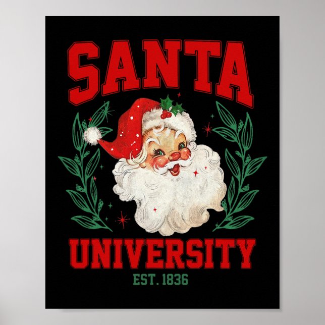 Affiche Père Noël University Funny Retro Noël (Devant)