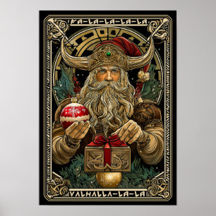 Affiche Père Noël Viking drôle Valhalla Noël Yule