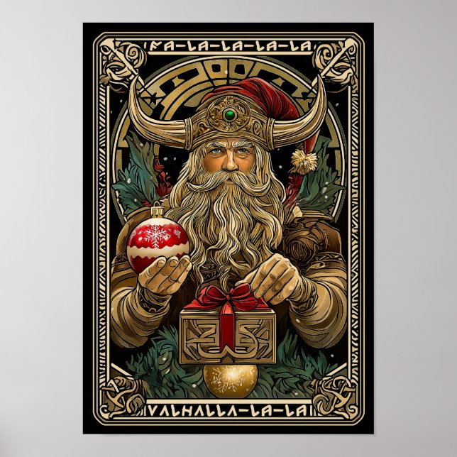 Affiche Père Noël Viking drôle Valhalla Noël Yule  (Devant)