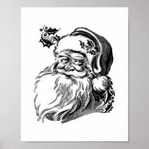Affiche Père Noël vintage à l'ancienne