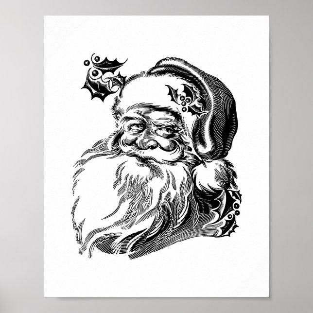 Affiche Père Noël vintage à l'ancienne (Devant)
