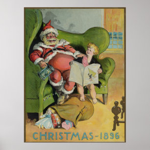 Affiche Père Noël vintage le soir de Noël (1896)