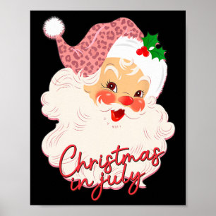 Affiche Père Noël vintage Noël en juillet Rose été