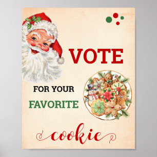Affiche Père Noël Votez pour votre Cookie favori Signet de