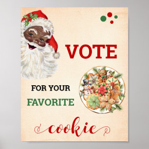Affiche Père Noël Votez pour votre Cookie favori Signet de