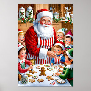 Affiche Père Noël's Holiday Baking Crew Kitchen Wall Art