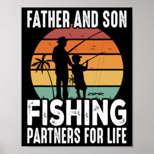 Affiche Père vintage Et Fils Partenaires De Pêche Pour La