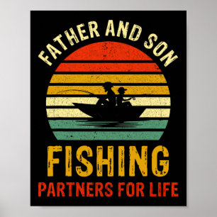 Affiche Père vintage et fils partenaires de pêche pour la