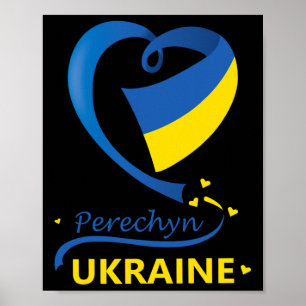 Affiche Perechyn Ukraine Drapeau National Emblème du cœur