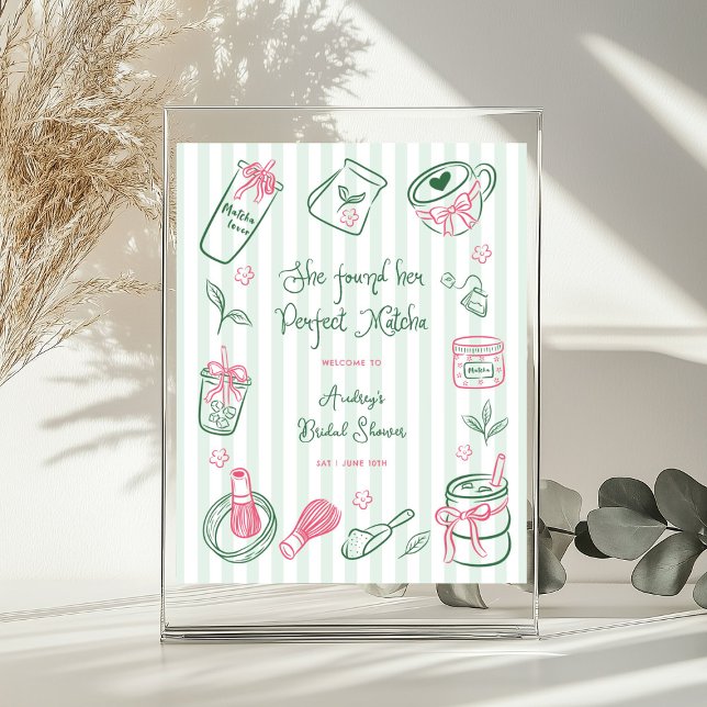 Affiche Perfect Matcha Stripes Bridal Shower Welcome Sign (Créateur téléchargé)
