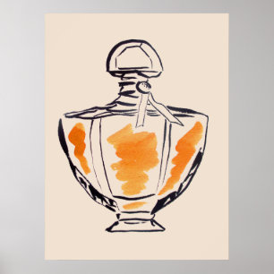 Affiche Perfume bottle fashion watercolour illustration