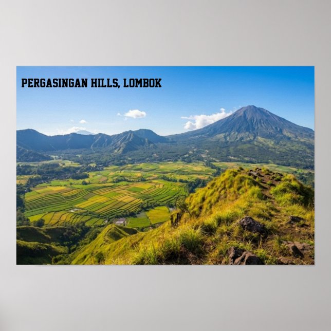 Affiche Pergasingan Hill Sunrise Rinjani View Wall Art (Devant)