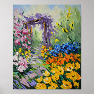 Affiche Pergola de jardin ensoleillée, peinture à l'huile