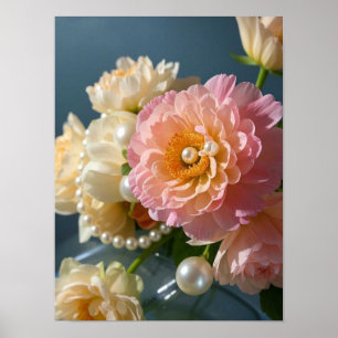 Affiche Perles aux fleurs roses