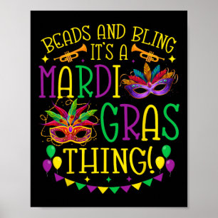 Affiche Perles Bling Mardi Gras Thé Fête du Carnaval Homme