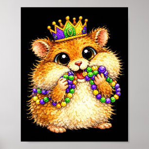 Affiche Perles de fête de mardi gras de hamster Nola garço