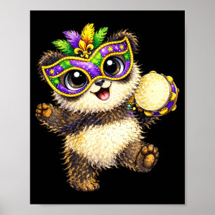 Affiche Perles de fête Panda Mardi Gras Nola Mignon Enfant