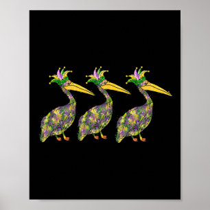 Affiche Perles de Mardi Gras des Pelicans de Mardi Gras Pa