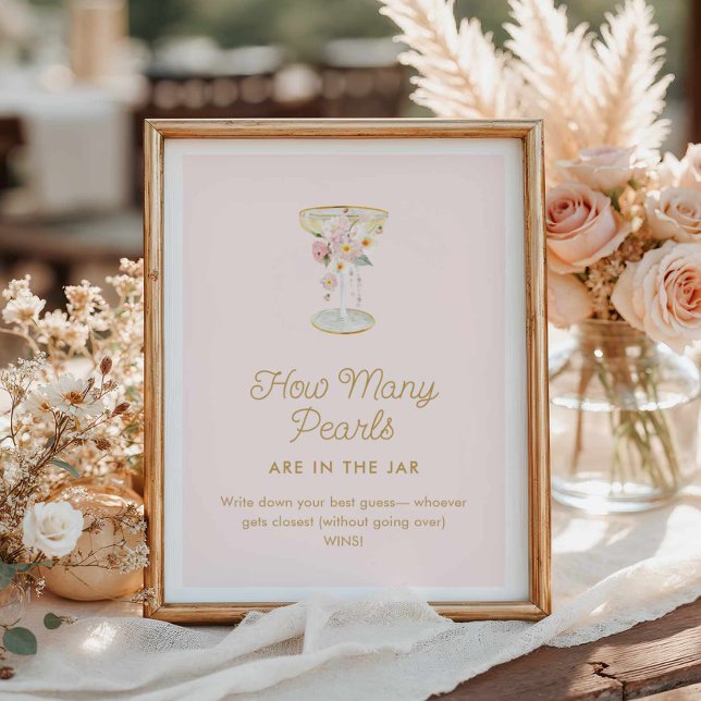 Affiche Perles et poursuites Combien de perles jeu (How many pearls are in the jar paper poster)