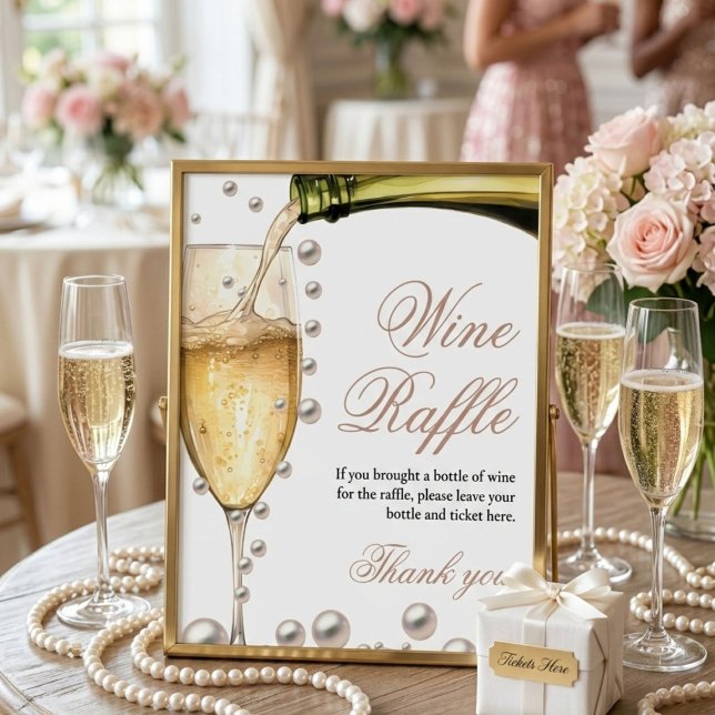 Affiche Perles et Prosecco Barre de fleurs de douche nupti (Créateur téléchargé)