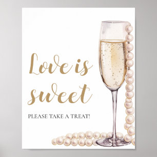 Affiche Perles et Prosecco Champagne L'amour est doux sign