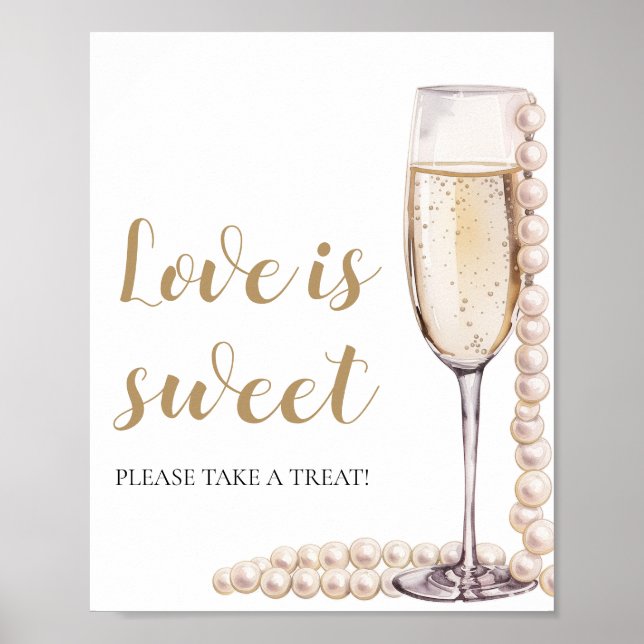 Affiche Perles et Prosecco Champagne L'amour est doux sign (Devant)
