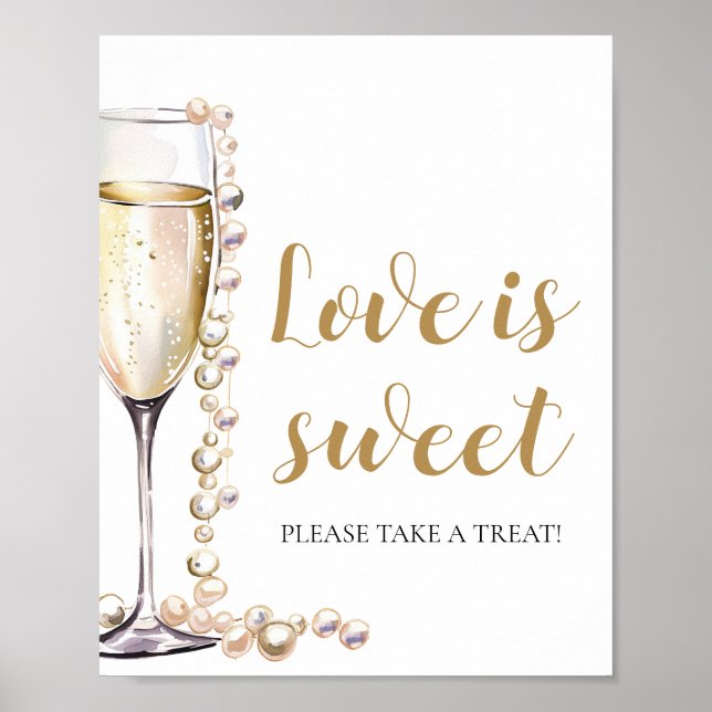 Affiche Perles et Prosecco Champagne L'amour est doux sign (Devant)