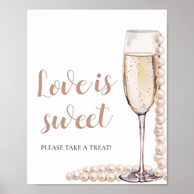 Affiche Perles et Prosecco Champagne L'amour est doux sign (Devant)