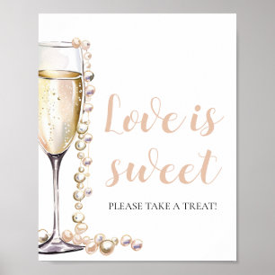 Affiche Perles et Prosecco Champagne L'amour est doux sign