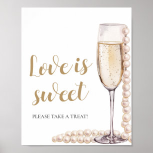 Affiche Perles et Prosecco Champagne L'amour est doux sign