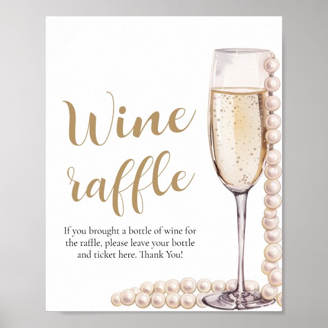 Affiche Perles et Prosecco Fête des mariées Jeu de Raffle  (Devant)