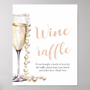 Affiche Perles et Prosecco Fête des mariées Jeu de Raffle