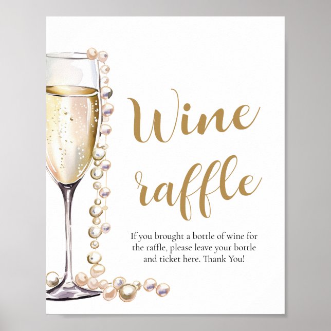 Affiche Perles et Prosecco Fête des mariées Jeu de Raffle  (Devant)