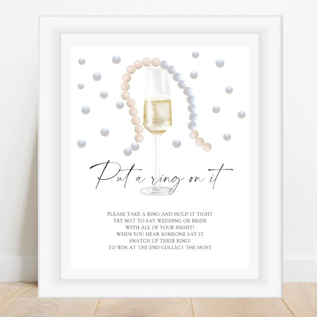 Affiche Perles & Prosecco - mettre un anneau dessus jeu (Créateur téléchargé)