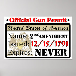 Affiche Permis officiel d'armes à feu !