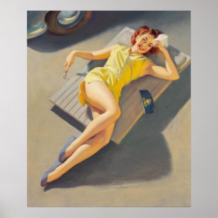 Affiche Permite Girl on voiture Creeper Pin-up