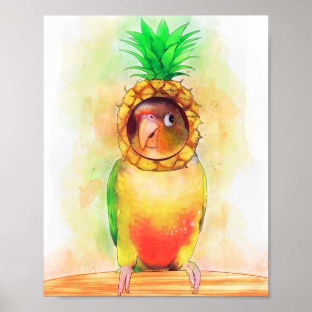 Affiche Perroquet à ananas avec casquette à ananas (Devant)