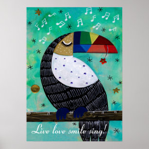 Affiche Perroquet acrylique coloré avec un texte