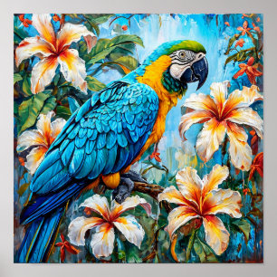 Affiche Perroquet Cacatoès Élégant Art d'Oiseau Exotique
