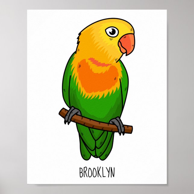 Affiche Perroquet de caricature mignon lovebird (Devant)