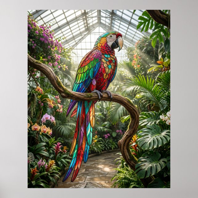 Affiche Perroquet de verre Jungle Rayonnement (Devant)