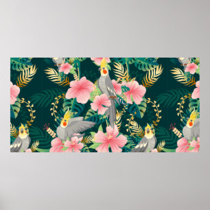 Affiche Perroquet motif mignon et sans couture sur gre