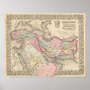 Affiche Perse, Arabie, Turquie, Afghanistan, Belochistan