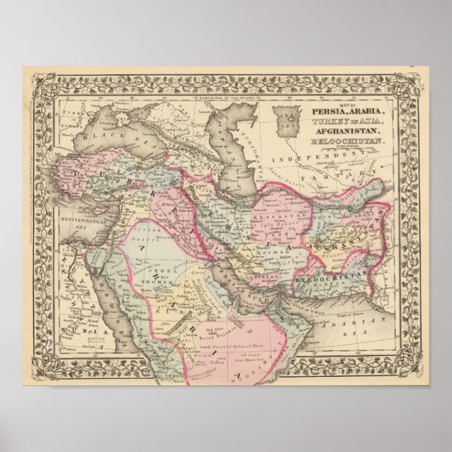 Affiche Perse, Arabie, Turquie, Afghanistan, Belochistan (Devant)