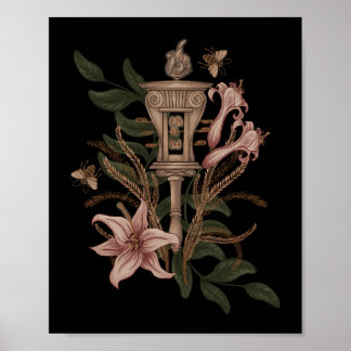Affiche Perséphone Sistrum sur le champ de Lilies et Corn