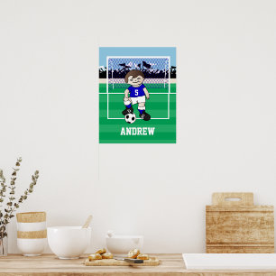 Affiche Personalisé garçon de football mignon