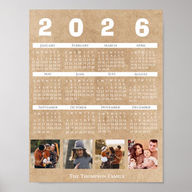 Affiche  Personalized 2026 Calendar Family Photo Collage (Devant)