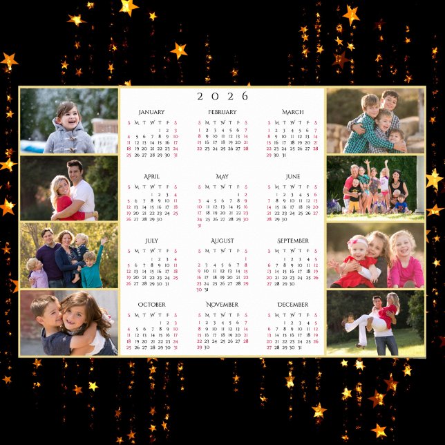 Affiche Personalized 8 Family Photo Collage 2026 Calendar (Personalized 8 Family Photo Collage 2026 Calendar Poster)
