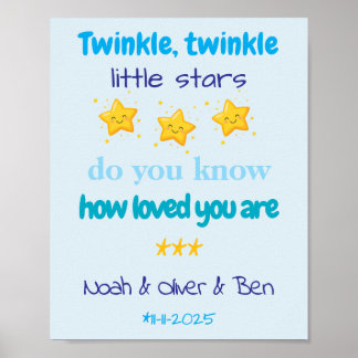 Affiche Personalized Baby Boy Triplets Wall