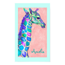 personalized baby giraffe art